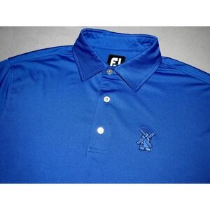 Men's FootJoy Short Sleeved Blue Striped Stretch Polo‎ Golf Shirt Medium
